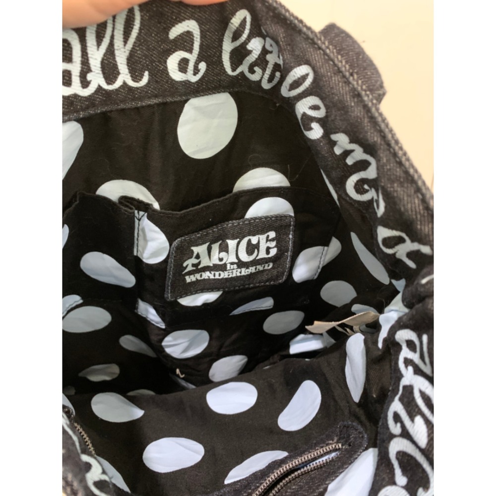 Disney Loungefly Alice in Wonderland Denim Canvas Tote Bag Cheshire Cat - Picture 7 of 7